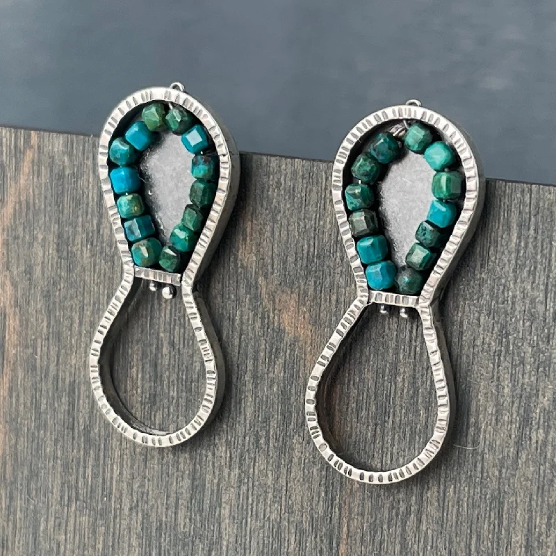 Best hoop earrings with rose gold for a romantic and warm aesthetic-Chrysocolla Diatom Post Earrings