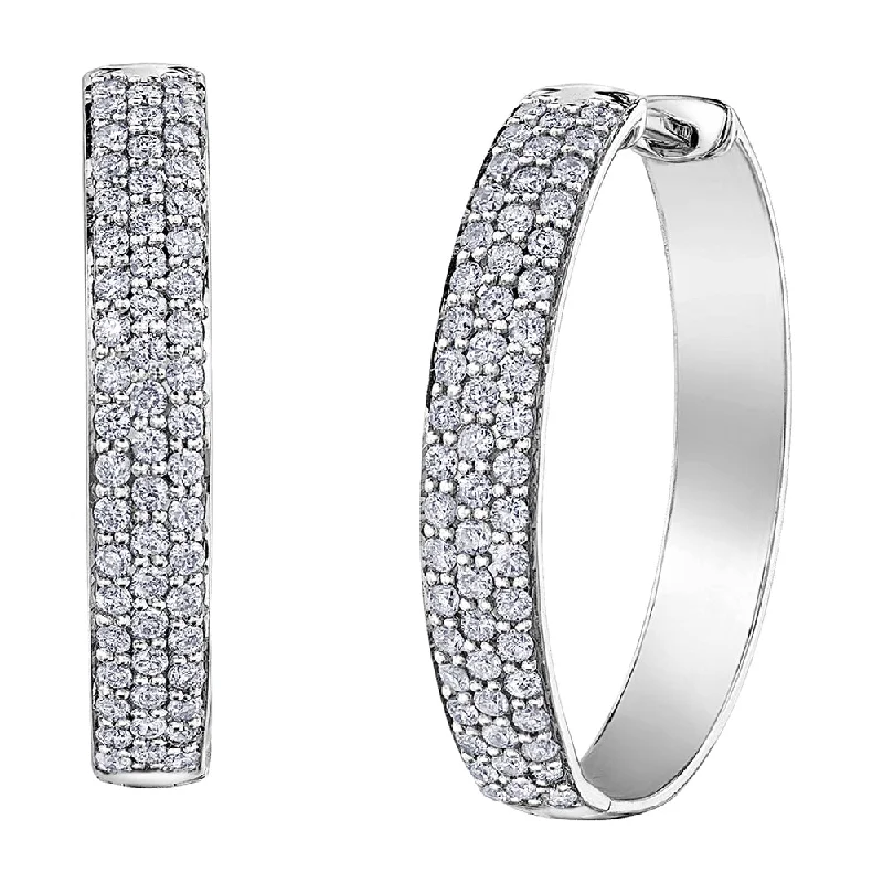 Hoop earrings with multi-tone finishes for a colorful and layered effect-Classic Pavé Diamond Hoop Earrings