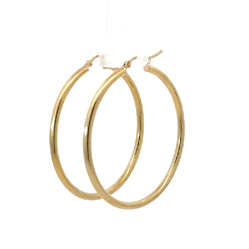 Hoop earrings with a matte black finish for a sleek, edgy vibe-Classic Large Yellow Gold Hoop Earrings