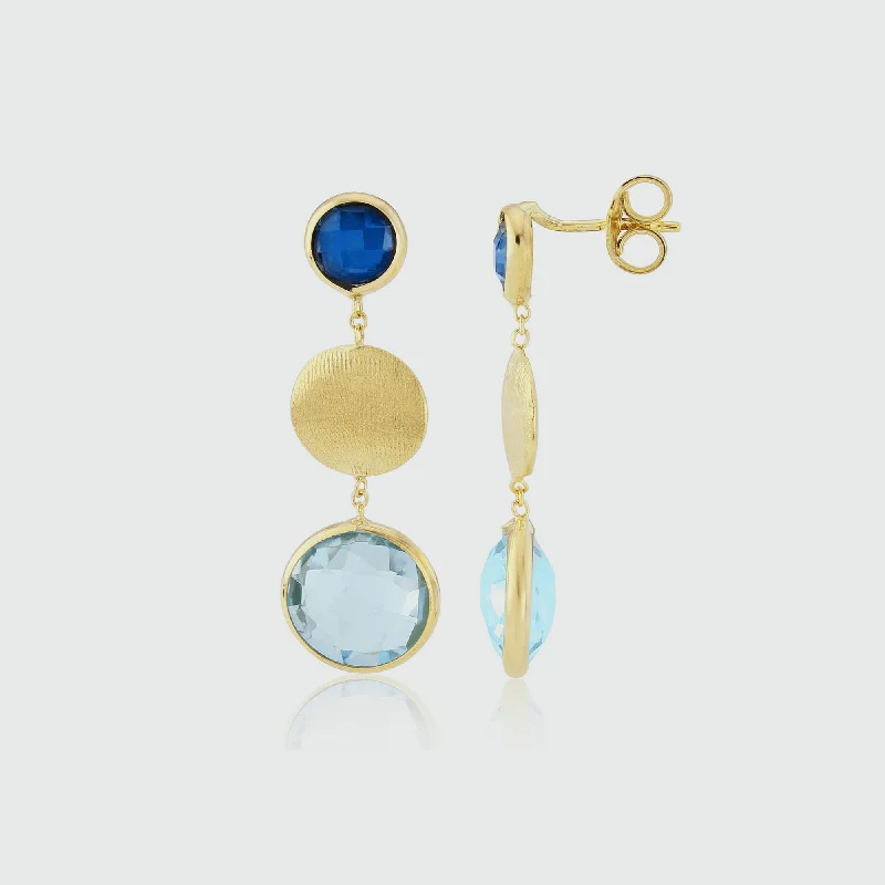 Hoop earrings with colorful beads for a fun and playful vibe-Como Blue Topaz, London Topaz & Yellow Gold Vermeil Earrings