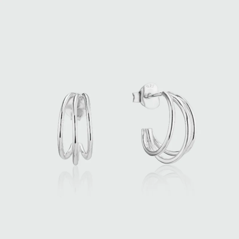 Best hoop earrings with oval shapes for a unique and elongated design-Cordoba Triple Sterling Silver Hoop Earrings