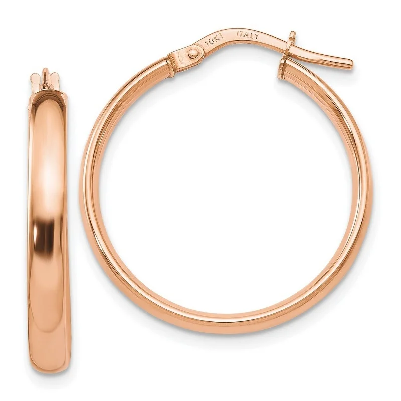 Hoop earrings with satin finishes for a smooth and elegant appearance-Curata 10k Rose Gold Italian Polished 23x3mm Classic Hoop Earrings