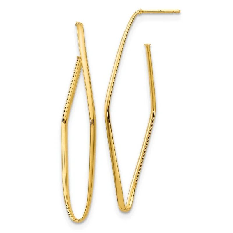 Hoop earrings with textured gold for a refined and sophisticated aesthetic-Curata 14k Polished Long Diamond-shaped Post Hoop Earrings - 56.4x19.62mm