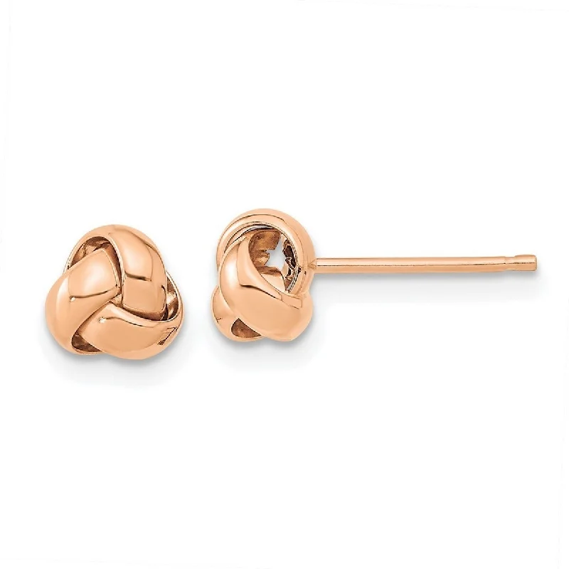 Hoop earrings with removable pendants for a versatile and customizable accessory-Curata 14k Rose Gold Polished 6.5mm Love Knot Post Earrings