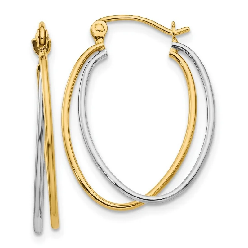 Best hoop earrings with infinity designs for a timeless and meaningful symbol-Curata 14K Two-tone Gold 15x3mm Double Hoop Earrings