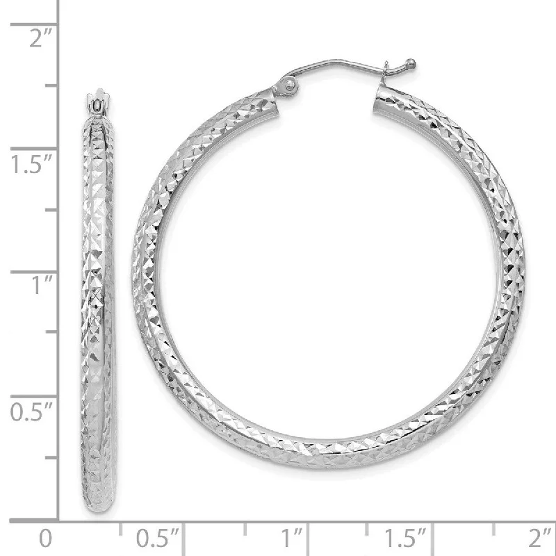 Best hoop earrings with twisted rope designs for a nautical-inspired style-Curata 14k White Gold Diamond Cut 40x3mm Round Tube Hoop Earrings