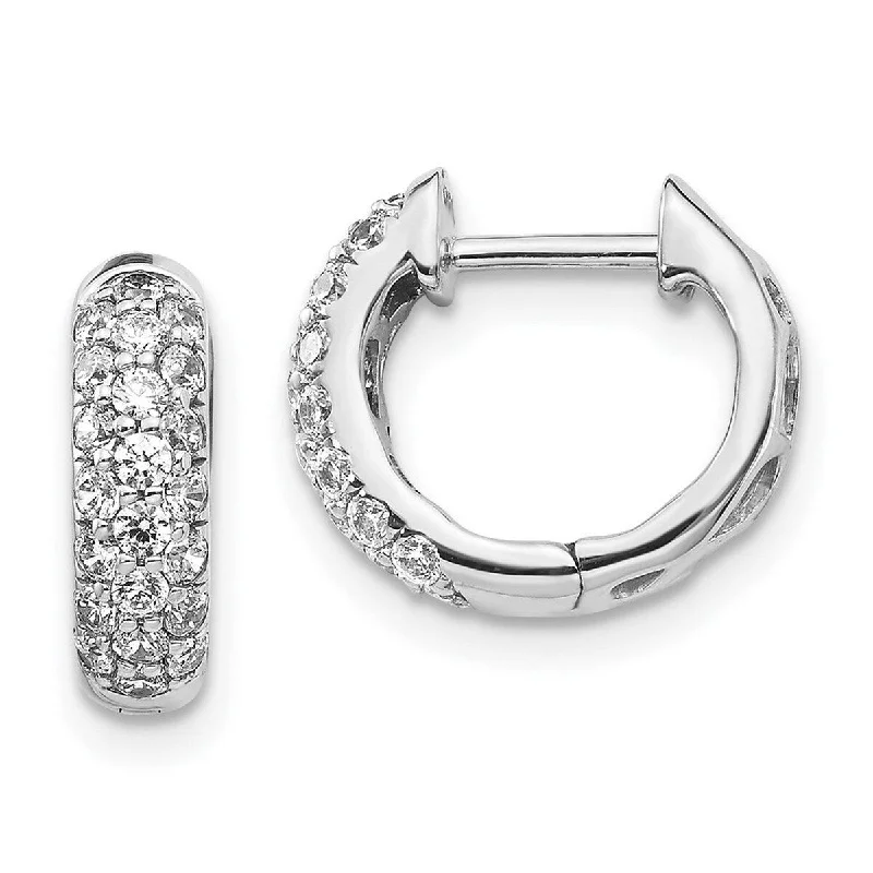 Small hoop earrings for a delicate and understated everyday wear-Curata 14k White Gold Diamond Hinged Hoop Earrings Measures 12x12mm Wide 3mm Thick