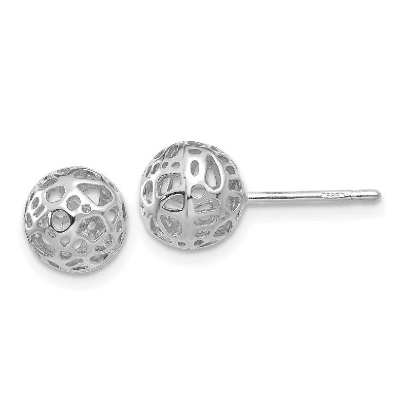 Best hoop earrings with floral designs for a feminine and delicate look-Curata 14k White Gold Polished 7.5mm Medium Cut-out Ball Post Earrings