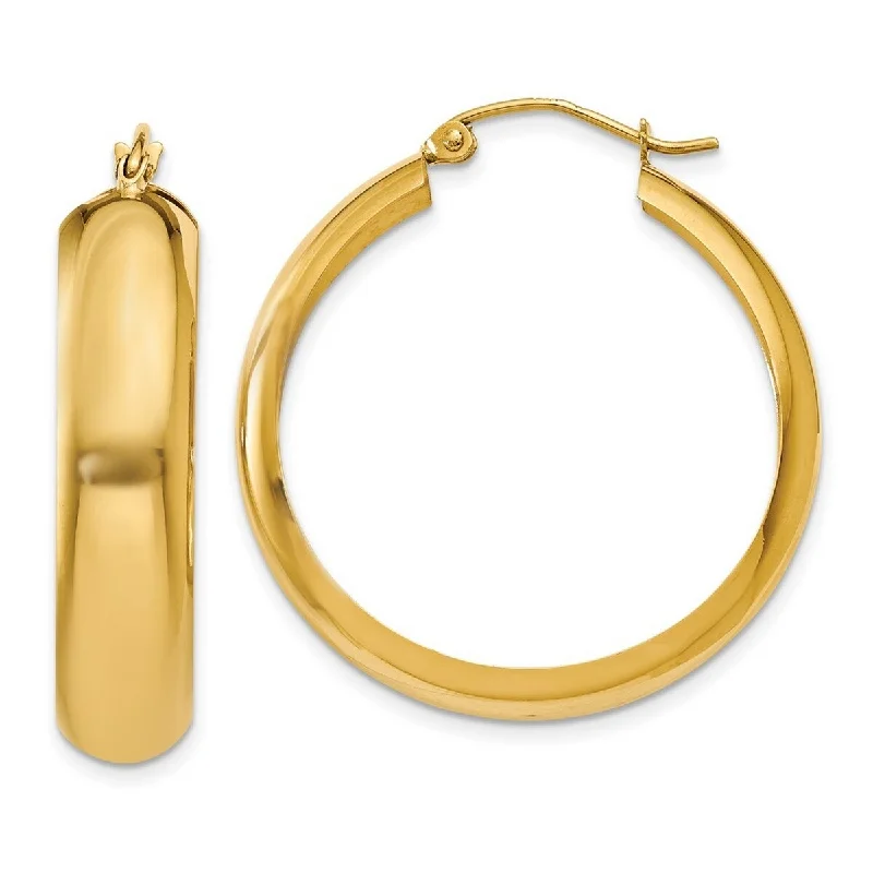 Hoop earrings with polished silver finish for a shiny, modern appeal-Curata 14k Yellow Gold Polished Wide Flat 29x6mm Hoop Earrings