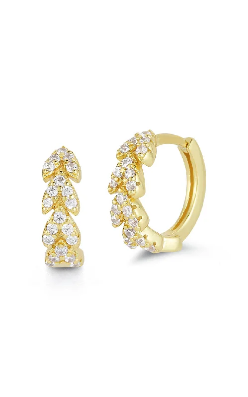 Best hoop earrings with hammered gold for a rustic yet elegant look-CZ Pavé Huggie Earring