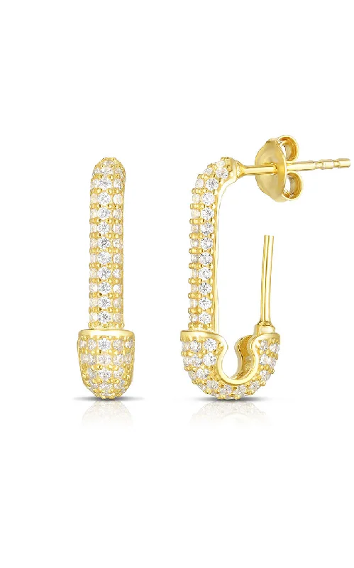 Best hoop earrings with intricate beaded details for a textured, stylish appearance-CZ Pavé Safety Pin Drop Stud Earring