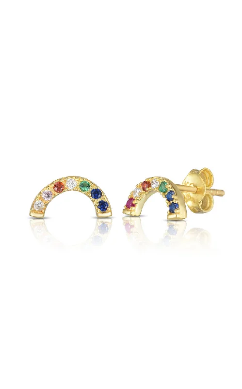 Best hoop earrings with floral designs for a feminine and delicate look-CZ Rainbow Stud Earring