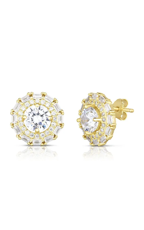 Best hoop earrings with Swarovski crystals for added sparkle and luxury-CZ Round Cut Stud Earring