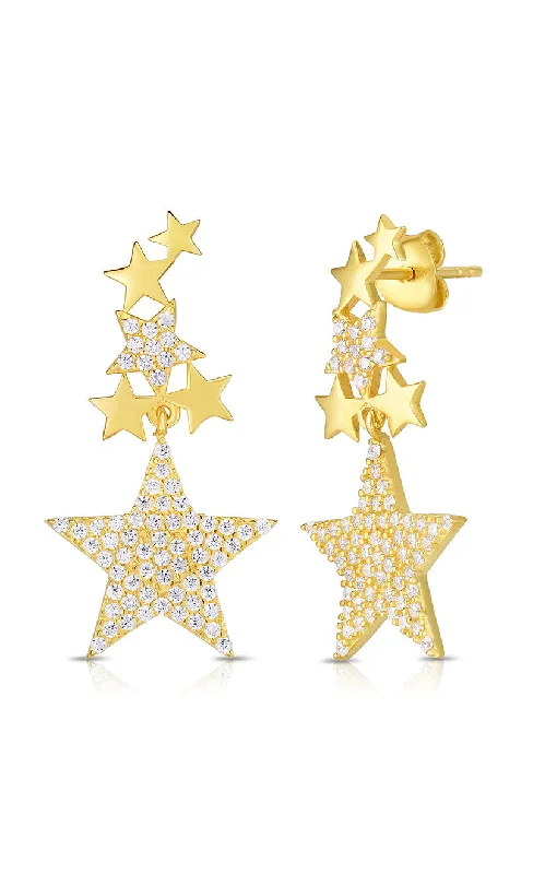 Hoop earrings with tortoiseshell designs for a chic and classic style-CZ Star Drop Stud Earring