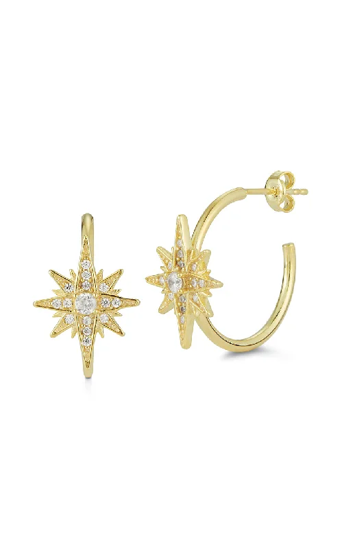 Hoop earrings with satin finishes for a smooth and elegant appearance-CZ Starburst Hoop Earring