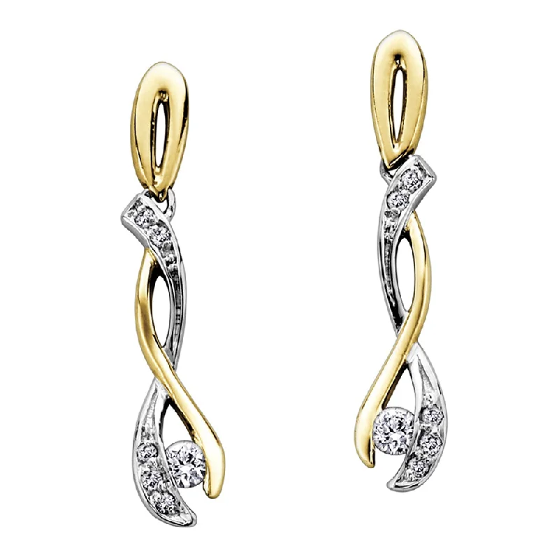 Best hoop earrings with vintage coins for a retro, antique-inspired style-Diamond and Two-Tone Gold Twist Earrings