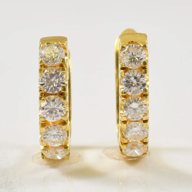 Stylish hoop earrings with diamond accents for an elegant and sparkling effect-Diamond Huggie Earrings | 0.80ctw |