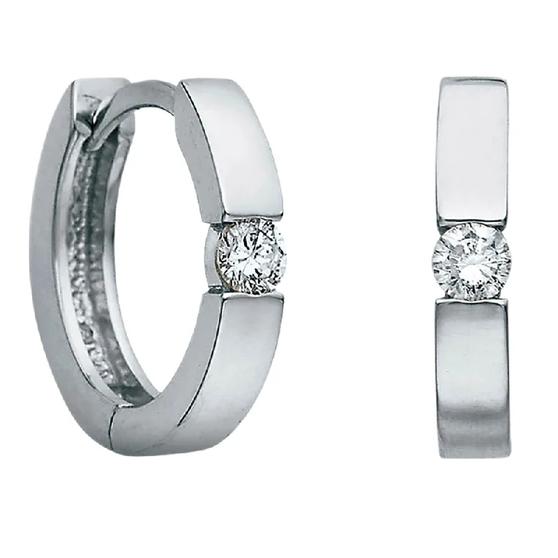 Hoop earrings with cut-out designs for a creative and lightweight effect-Diamond Huggie Hoop Earrings