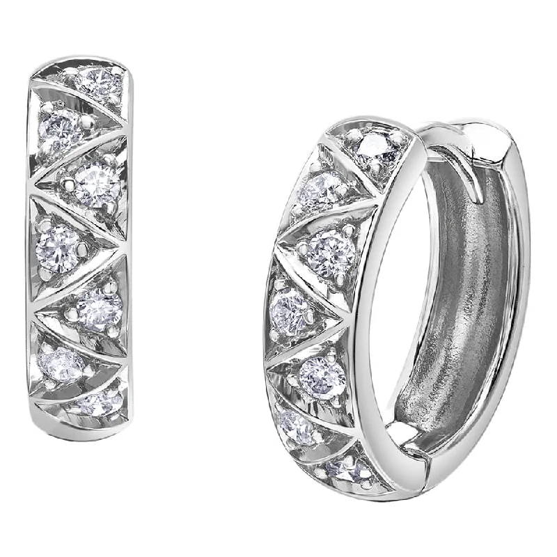 Hoop earrings with tortoiseshell designs for a chic and classic style-Diamond Huggie Hoop Earrings