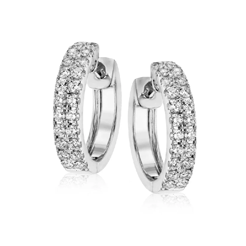 Hoop earrings with oversized designs for a bold, fashion-forward statement-Diamond Huggie Hoop Earrings