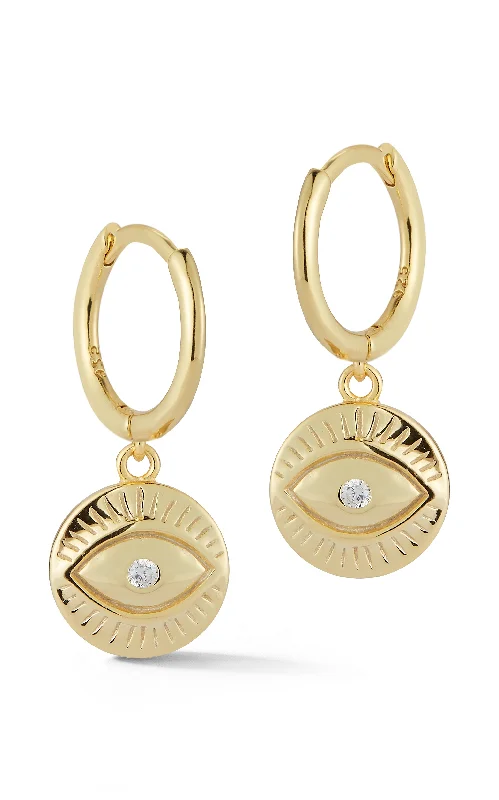 Best hoop earrings with baroque pearls for a luxurious and elegant vibe-Evil Eye Huggie Earring