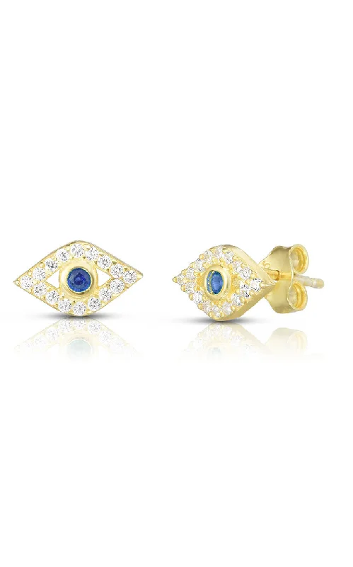 Hoop earrings with gold accents for a warm, elegant statement piece-Evil Eye Stud Earring