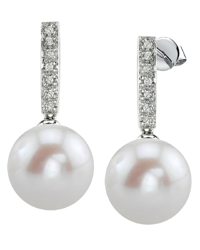 Best hoop earrings with oval shapes for a unique and elongated design-Freshwater Pearl Dangling Diamond Earrings