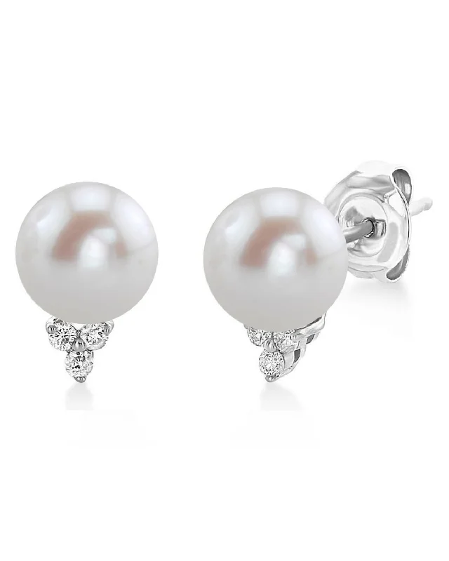 Best hoop earrings with twisted rope designs for a nautical-inspired style-Freshwater Pearl & Diamond Grace Earrings