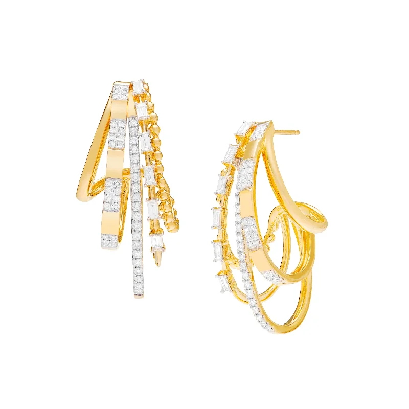 Hoop earrings with textured gold for a refined and sophisticated aesthetic-Gabriella Five Row Hoop Earrings