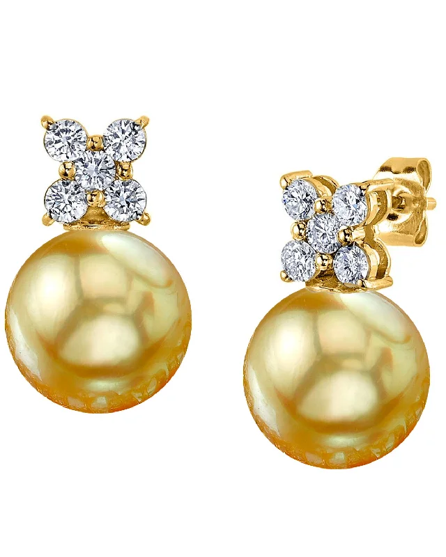 Best hoop earrings with geometric shapes for a modern and artistic appeal-Golden South Sea Pearl & Diamond Aristocrat Earrings