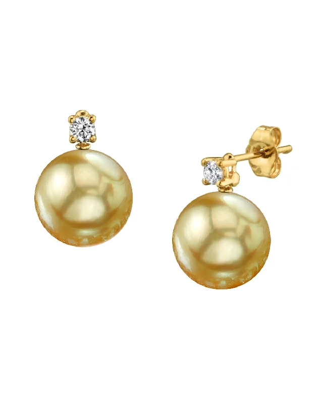 Best hoop earrings with enamel details for a colorful and modern look-Golden South Sea Pearl & Diamond Glimmer Earrings