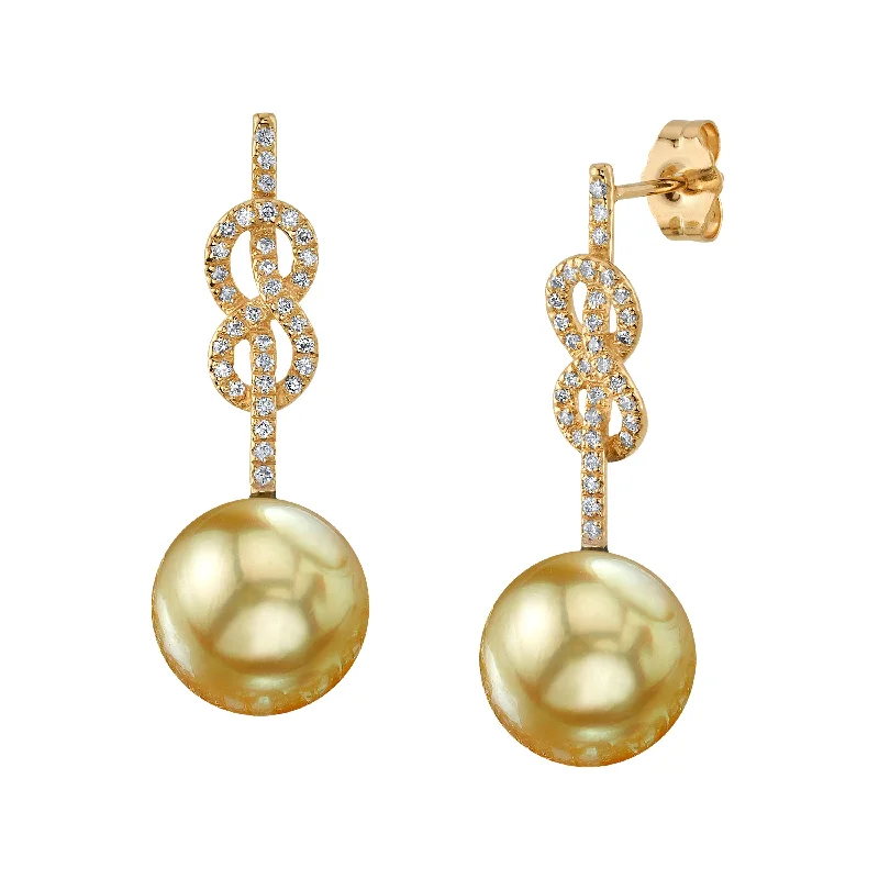 Best hoop earrings with snake-inspired designs for an edgy and fierce vibe-Golden South Sea Pearl & Diamond Levana Infinity Earrings