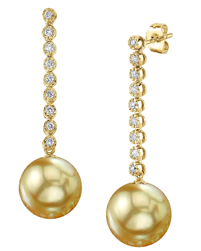 Lightweight hoop earrings for comfortable and all-day wear-Golden South Sea Pearl & Diamond Bellatrix Dangle Earrings