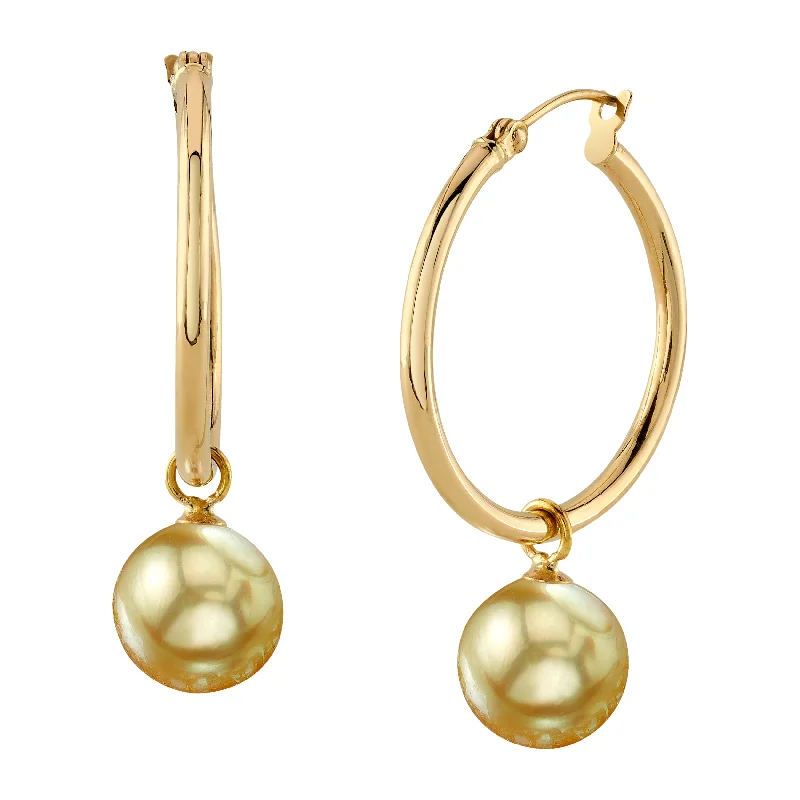 Best hoop earrings with crescent-shaped designs for a bold, moon-inspired style-Golden South Sea Pearl Hoop Leane Earrings