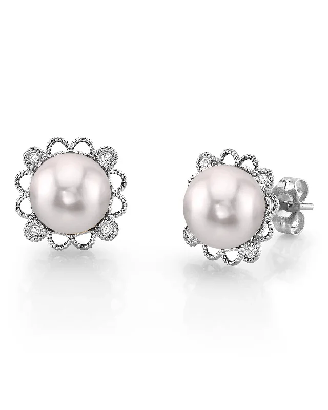 Hoop earrings with cut-out designs for a creative and lightweight effect-Japanese Akoya Pearl Lea Earrings