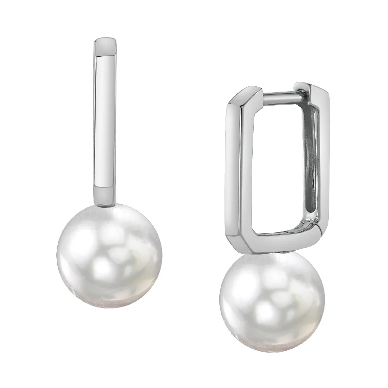 Best hoop earrings with Swarovski crystals for added sparkle and luxury-Japanese Akoya Pearl Huggie Susie Earrings