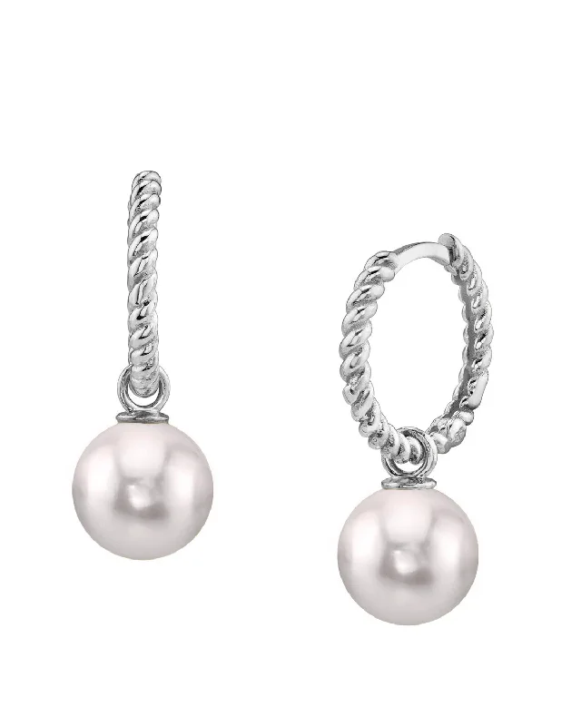 Best hoop earrings with geometric triangle shapes for a modern, chic design-Japanese Akoya Pearl Via Earrings