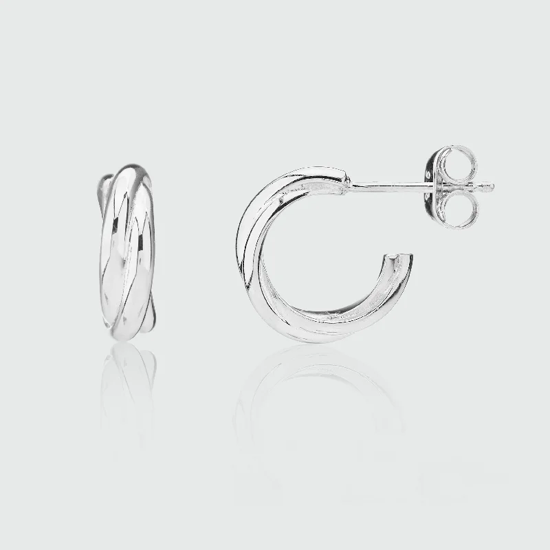 Best hoop earrings with detachable studs for a versatile and adjustable accessory-Knightsbridge Mini Sterling Sterling Triple Hoop Earrings