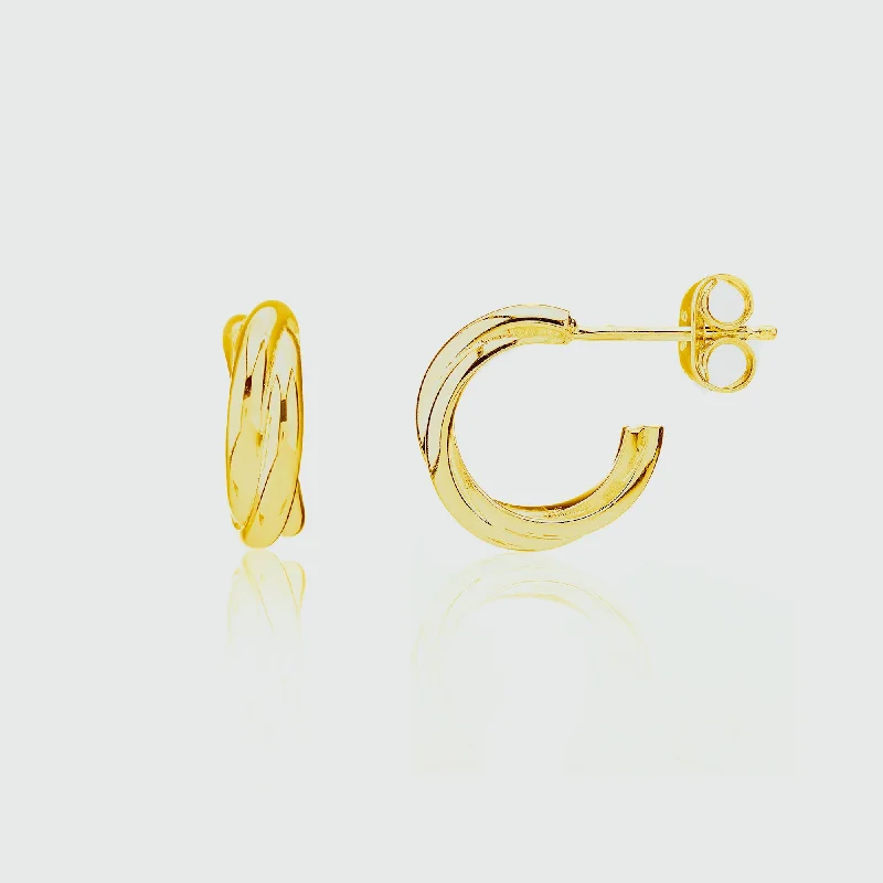 Best hoop earrings with minimalist designs for a clean and modern aesthetic-Knightsbridge Mini Yellow Gold Vermeil Triple Hoop Earrings