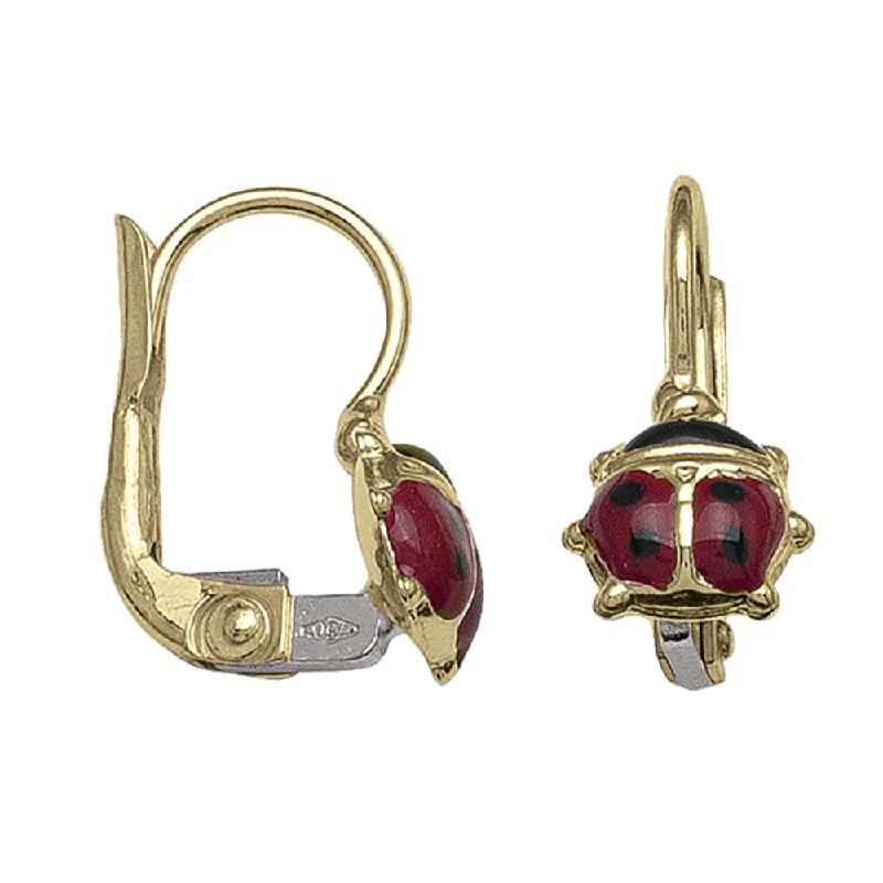 Best hoop earrings with multi-colored gemstones for a vibrant and lively touch-Lady Bug French Back Earrings