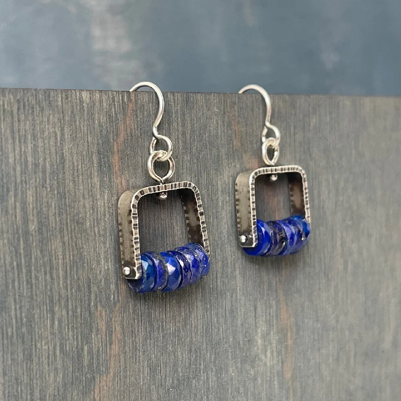 Best hoop earrings with geometric triangle shapes for a modern, chic design-Lapis Lazuli Climb Earrings