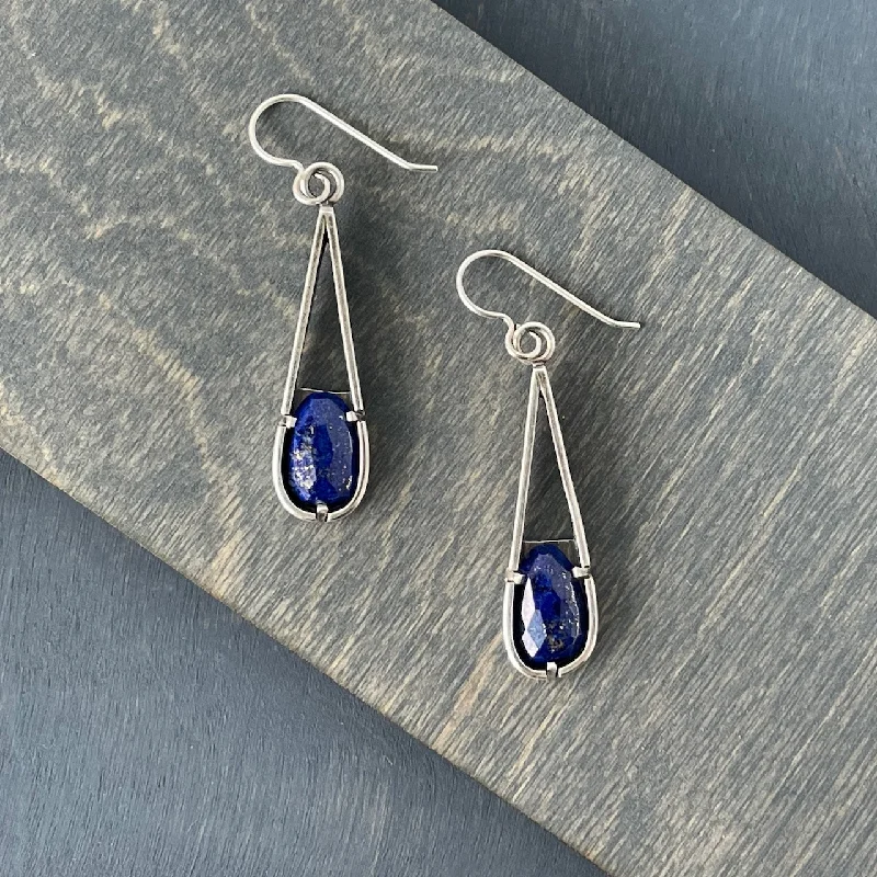 Large hoop earrings for a bold and statement-making fashion accessory-Lapis Lazuli Tab Earrings