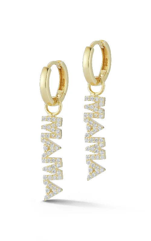 Best hoop earrings with custom engravings for a personalized and meaningful gift-Mama Charm Huggie Earring