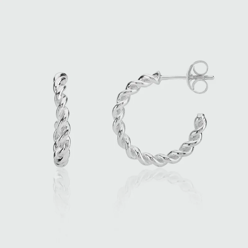 Best hoop earrings with geometric cuts for a sharp, modern appeal-Alhambra Piccolo Twisted Sterling Silver Hoop Earrings