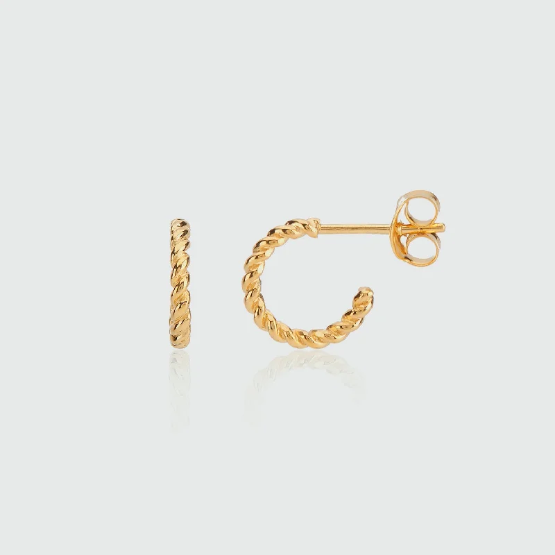 Best hoop earrings with lever-back closures for secure and easy wear-Alhambra Micro Twisted Gold Vermeil Hoop Earrings