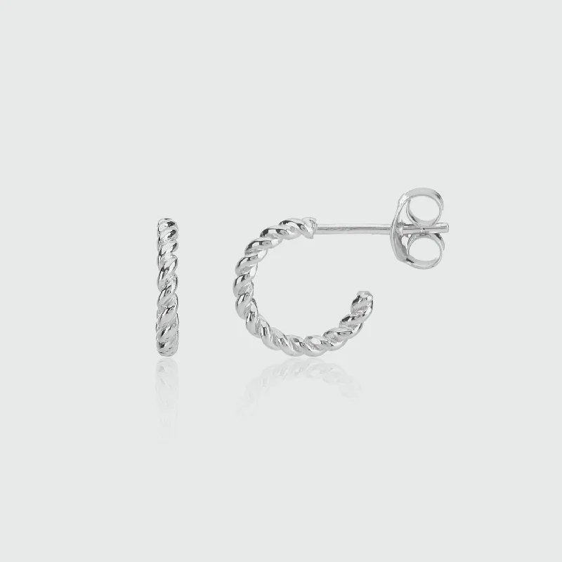 Best hoop earrings with marbled designs for a trendy and artistic effect-Alhambra Micro Twisted Sterling Silver Hoop Earrings