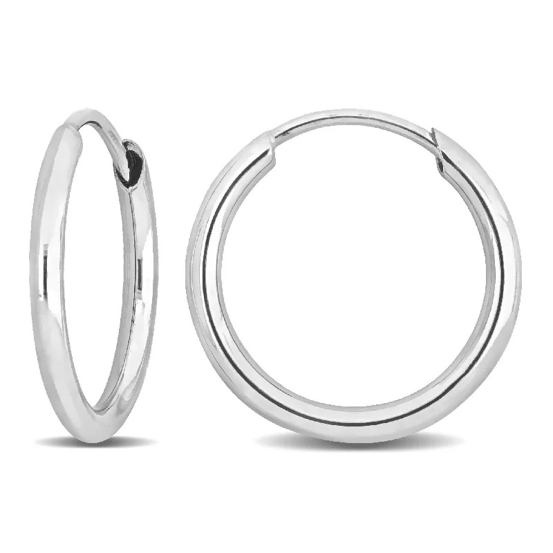 Hoop earrings with heart-shaped frames for a romantic and feminine look-Mimi & Max 13mm Hoop Earrings in 14k White Gold