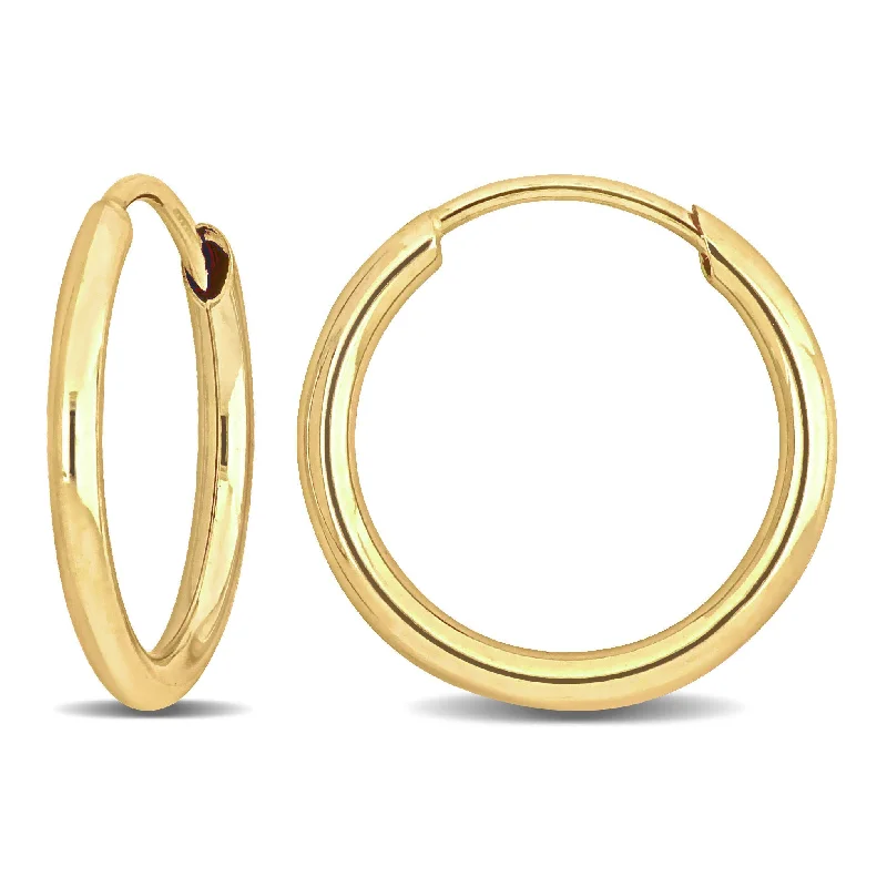 Hoop earrings with twisted leather for a chic and modern boho look-Mimi & Max 13mm Hoop Earrings in 14k Yellow Gold