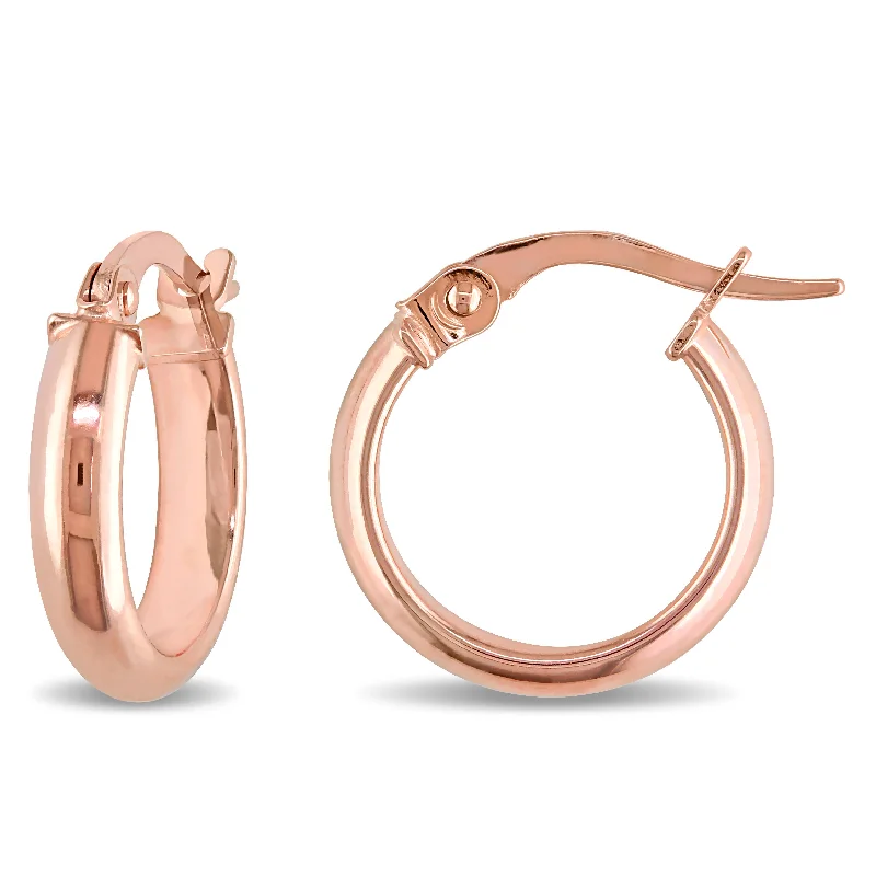 Best hoop earrings with sparkling cubic zirconia for a brilliant, budget-friendly effect-Mimi & Max 14mm Hoop Earrings in 10k Polished Rose Gold