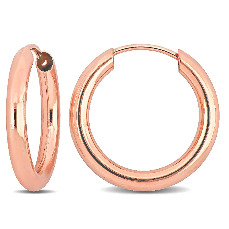 Hoop earrings with snake print designs for an edgy, wild appearance-Mimi & Max 15mm Hoop Earrings in 14k Rose Gold